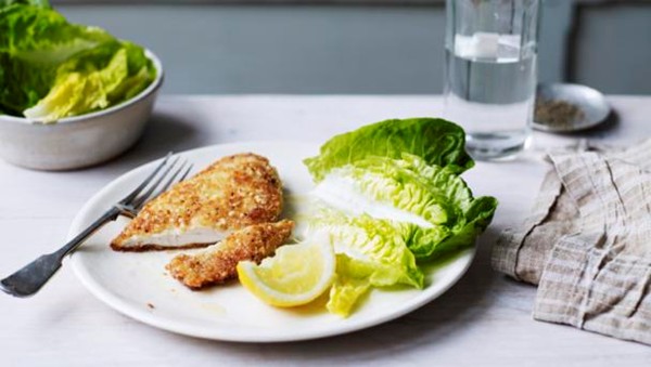 Hazelnut and Parmesan-crusted chicken