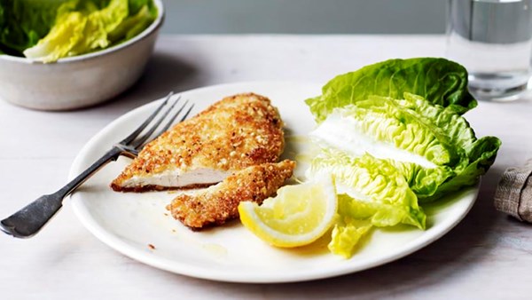 Hazelnut and Parmesan-crusted chicken