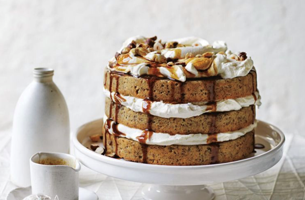 Hazelnut cake with whipped ricotta and coffee caramel