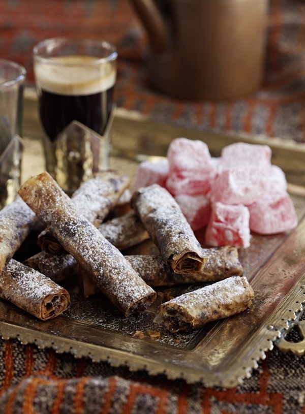 Hazelnut, chocolate and date baklava