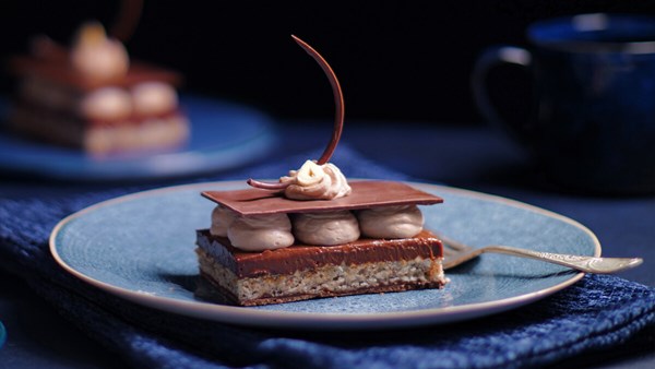 Hazelnut chocolate dessert slice