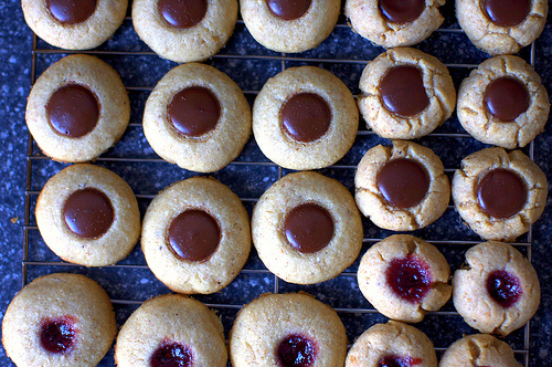 Hazelnut chocolate thumbprint cookies