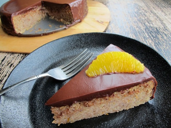 Hazelnut chocolate torte with espresso ganache