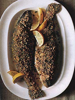 Hazelnut-crusted trout