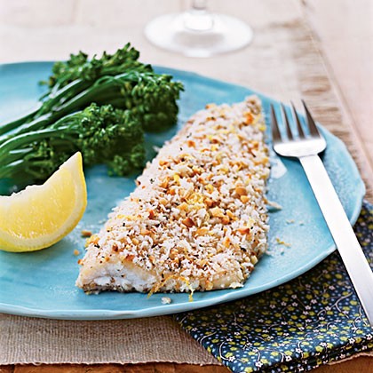 Hazelnut-crusted trout
