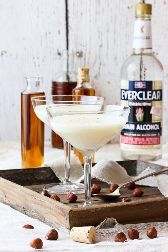 Hazelnut eggnog with homemade hazelnut liqueur