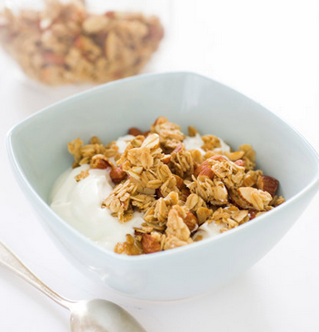 Hazelnut granola with dried pear