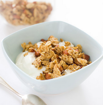 Hazelnut granola with dried pears