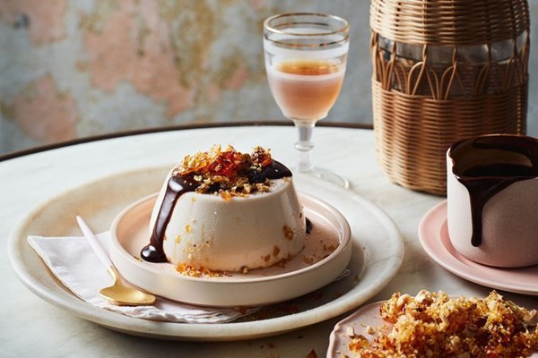 Hazelnut panna cotta with chocolate ganache