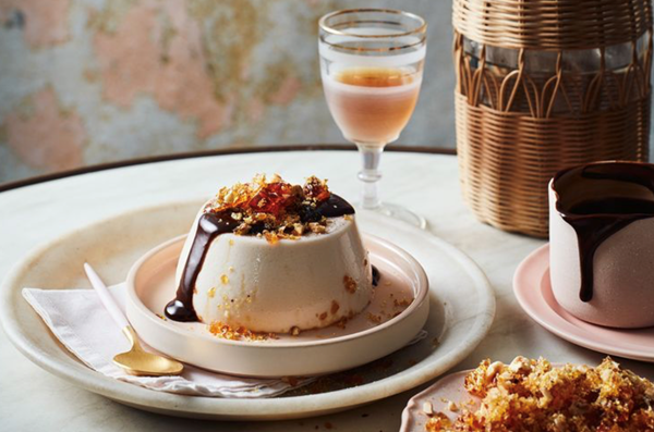 Hazelnut panna cotta with chocolate ganache
