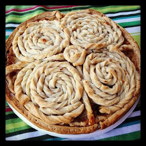 Hazelnut praline Dutch apple pie with hand-twirled crust