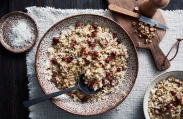 Hazelnut risotto (Antica risotto con nocciole) [Paolo and Kelly Picarazzi]