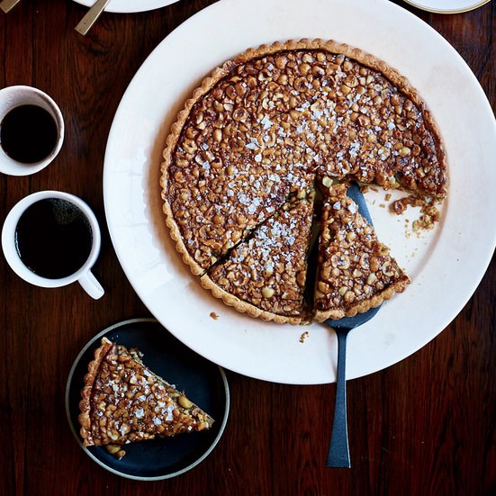 Hazelnut-rosemary caramel tart