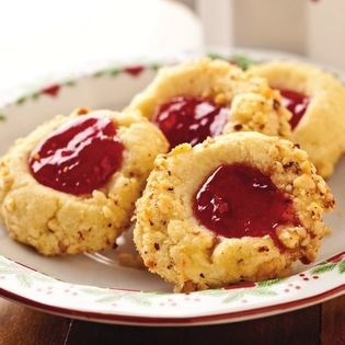 Hazelnut thumbprint cookies