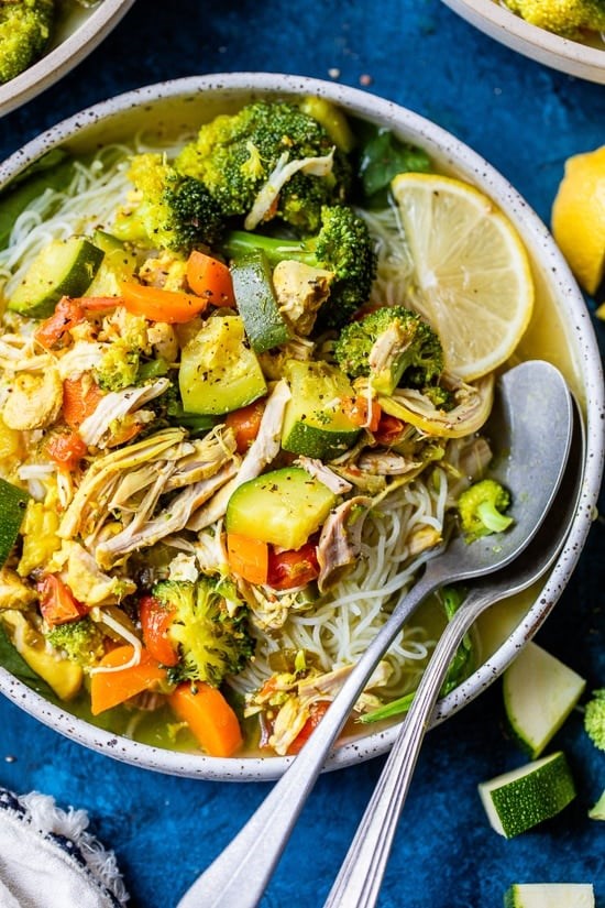 Healing turmeric chicken noodle soup
