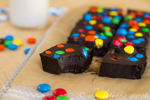 Healthier dark M&M fudge