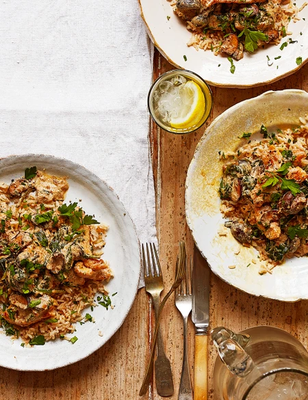 Healthy chicken stroganoff