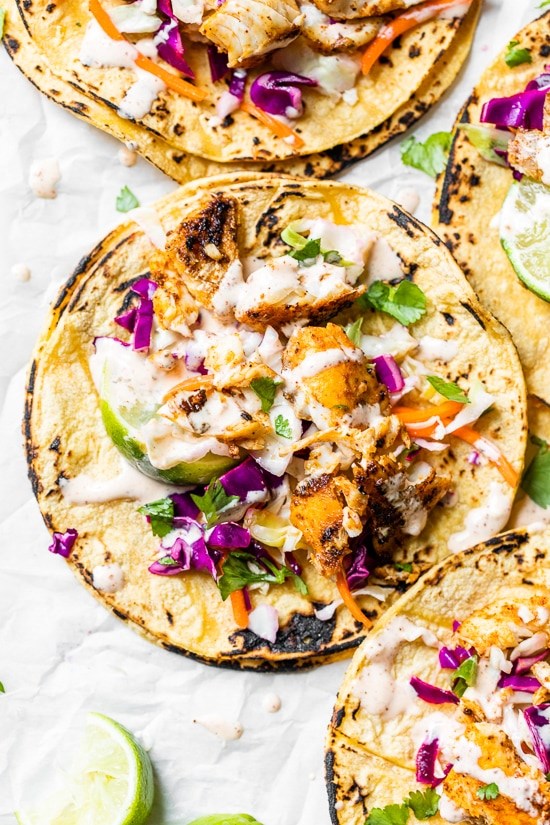 Healthy cod fish tacos