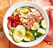Healthy salmon bowl