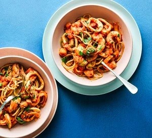Healthy seafood pasta