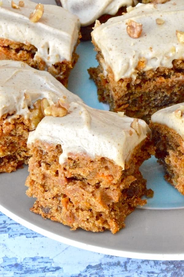 Healthy vegan carrot cake with cashew icing