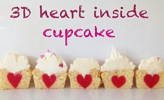 Heart inside cupcakes