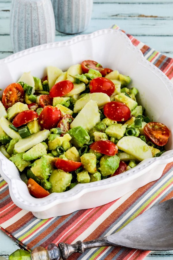 Heart of palm salad with tomato, avocado, and lime (with or without cilantro)