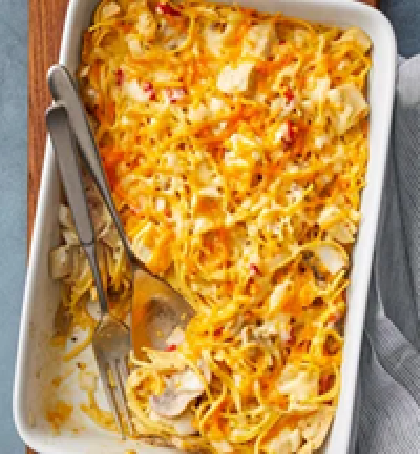 Hearty chicken spaghetti casserole
