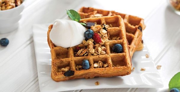 Hearty granola waffles