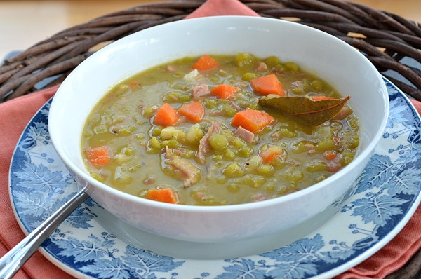 Hearty ham and split pea soup with caraway