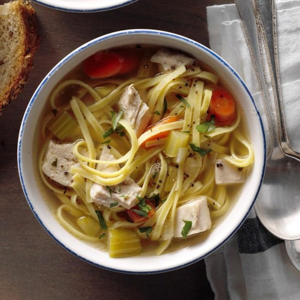 Hearty homemade chicken noodle soup