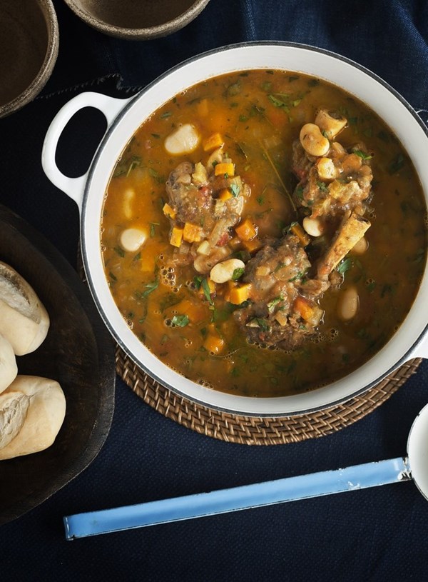 Hearty lamb shank and butterbean soup