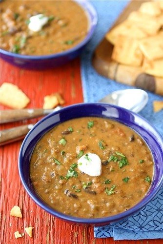 Hearty lentil & black bean soup with smoked paprika