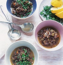 Hearty lentil and herb soup