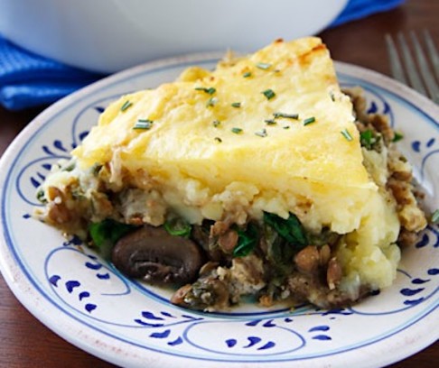 Hearty lentil and mushroom shepherd's pie