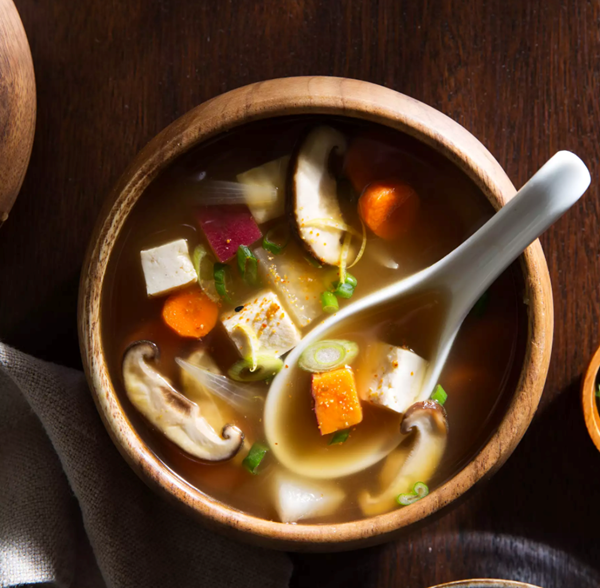Hearty miso soup with vegetables & tofu (Yasai-to-tofu-no-misoshiru)