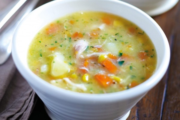 Hearty smoked chicken chowder