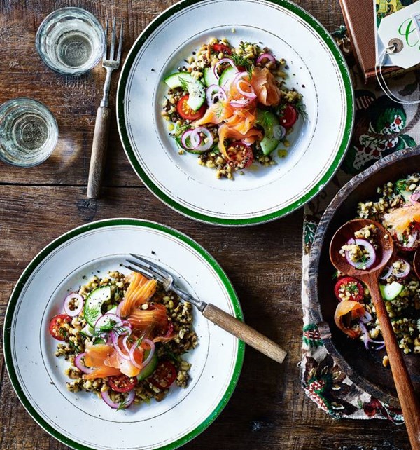 Hearty smoked salmon salad