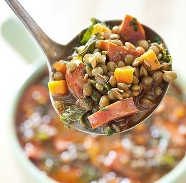 Hearty Spanish-style lentil and chorizo soup