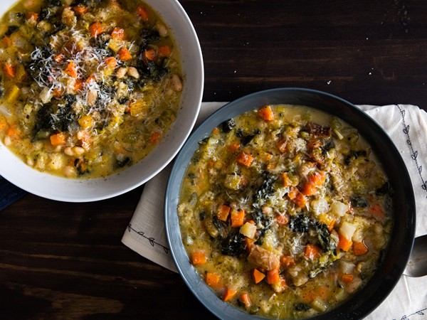 Hearty Tuscan bean, bread, and vegetable stew (Ribollita)