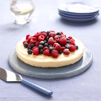 Heavenly lemon cheesecake on a ginger crust
