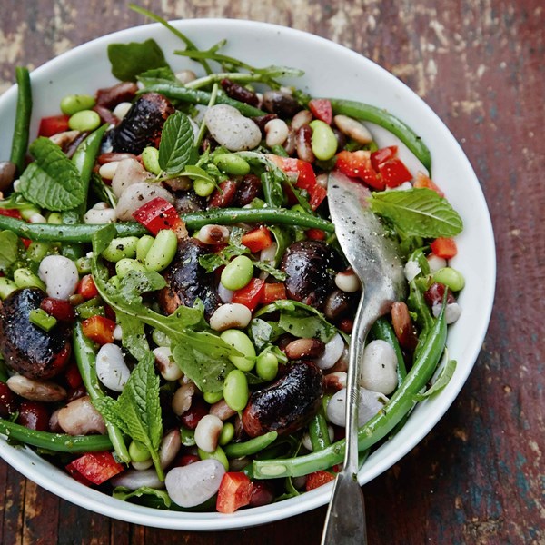 Heirloom and shell bean salad with sherry vinaigrette