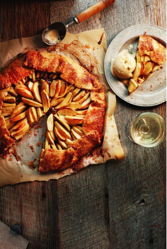 Heirloom apple galette with honey ice cream