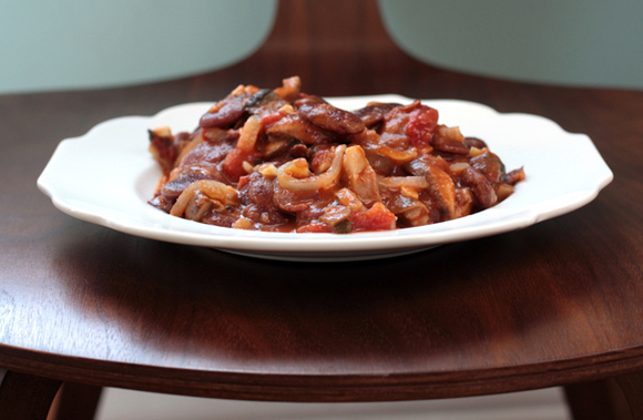 Heirloom bean and mushroom stew