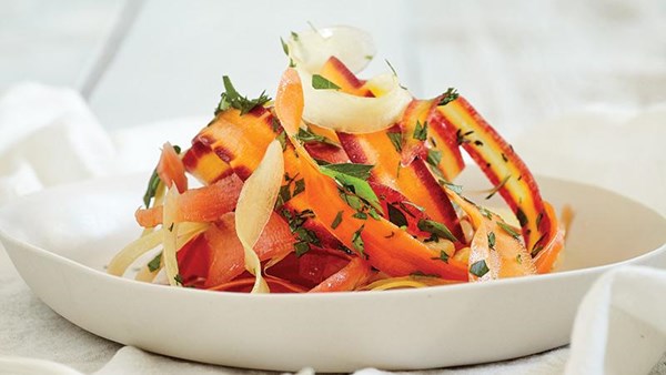 Heirloom carrot salad with sweet orange and thyme vinaigrette