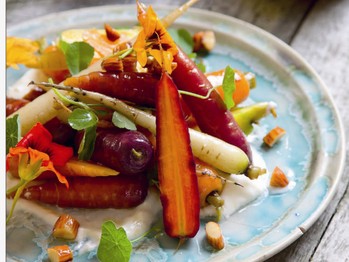 Heirloom carrot salad, yoghurt, almond & honey dressing