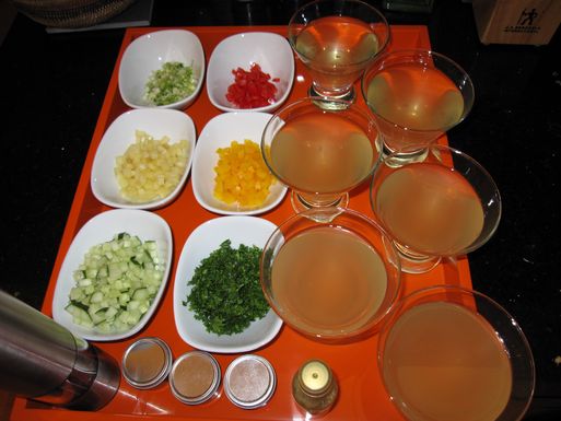 Heirloom gazpacho, deconstructed