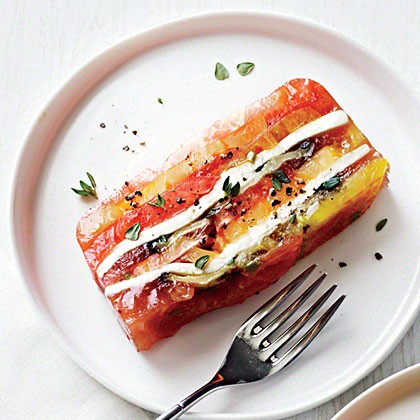 Heirloom tomato and eggplant terrine