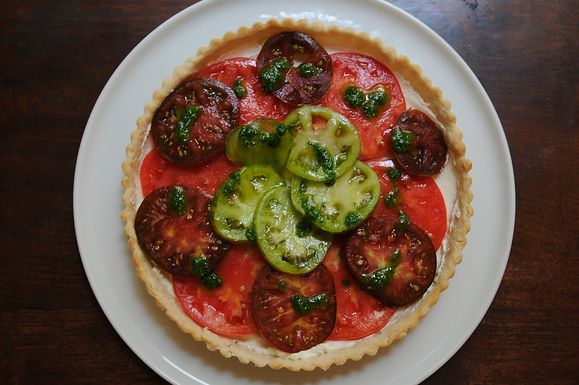 Heirloom tomato and lemon mascarpone tart