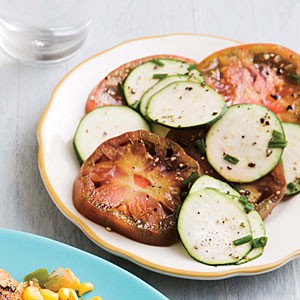 Heirloom tomato and zucchini salad